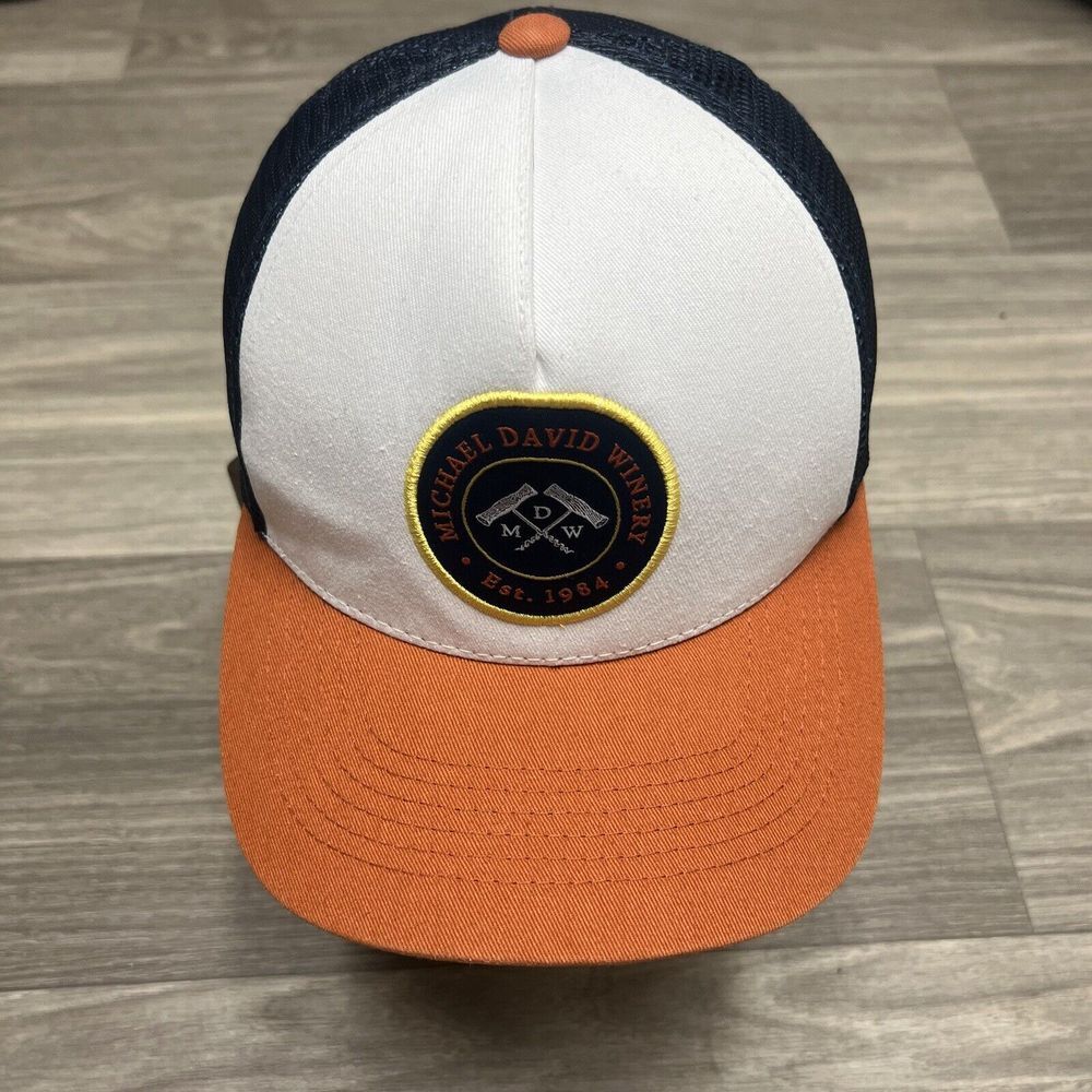 Michael David Winery Snapback Hat Men White Orange Navy Blue Trucker Mesh Wine